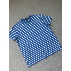 Polo Ralph Lauren 100% cotton Mens Classic Fit Striped T Shirt Blue White XL